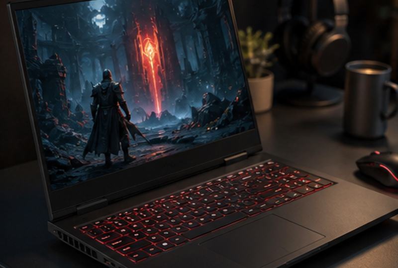 Fast-paced game on a high-refresh laptop display